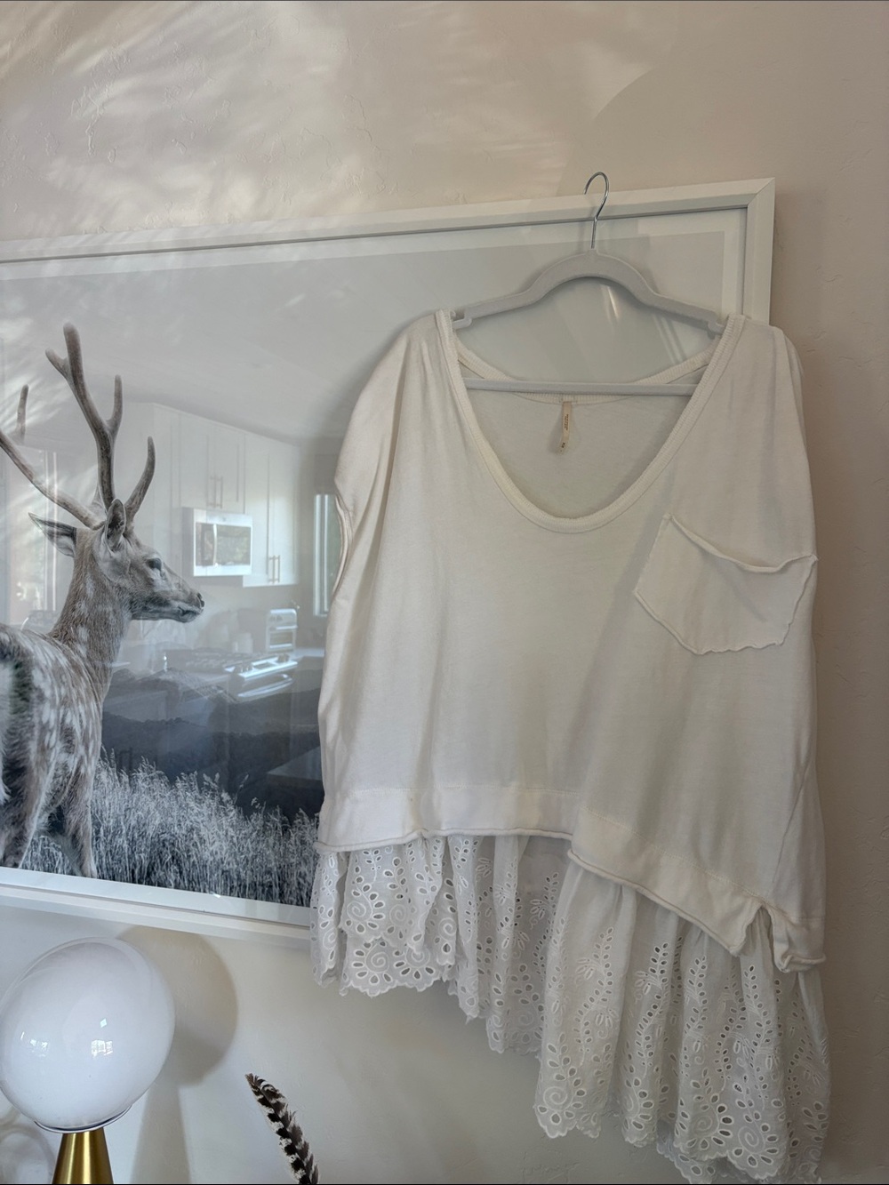 Free people White Women's Layered Eyelet Hem Top